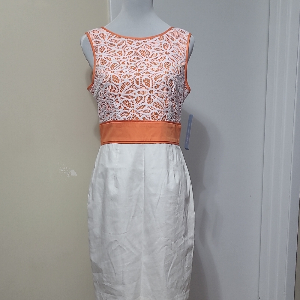 London Times Orange and White Lace Dress New With Tags EASTER